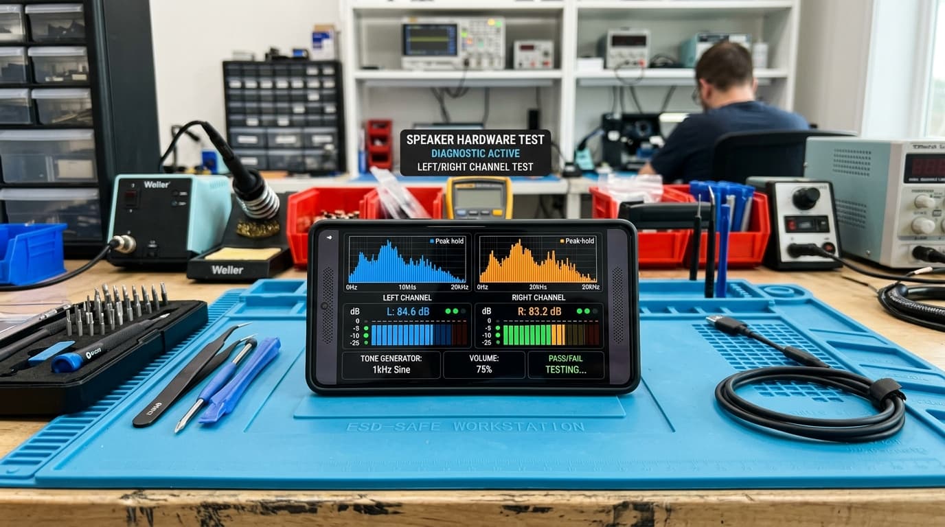 Smartphone audio diagnostic test showing clear sound restored